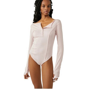 Free People Medium Sloane Bodysuit Brief Baby Pink NWT MSRP $58